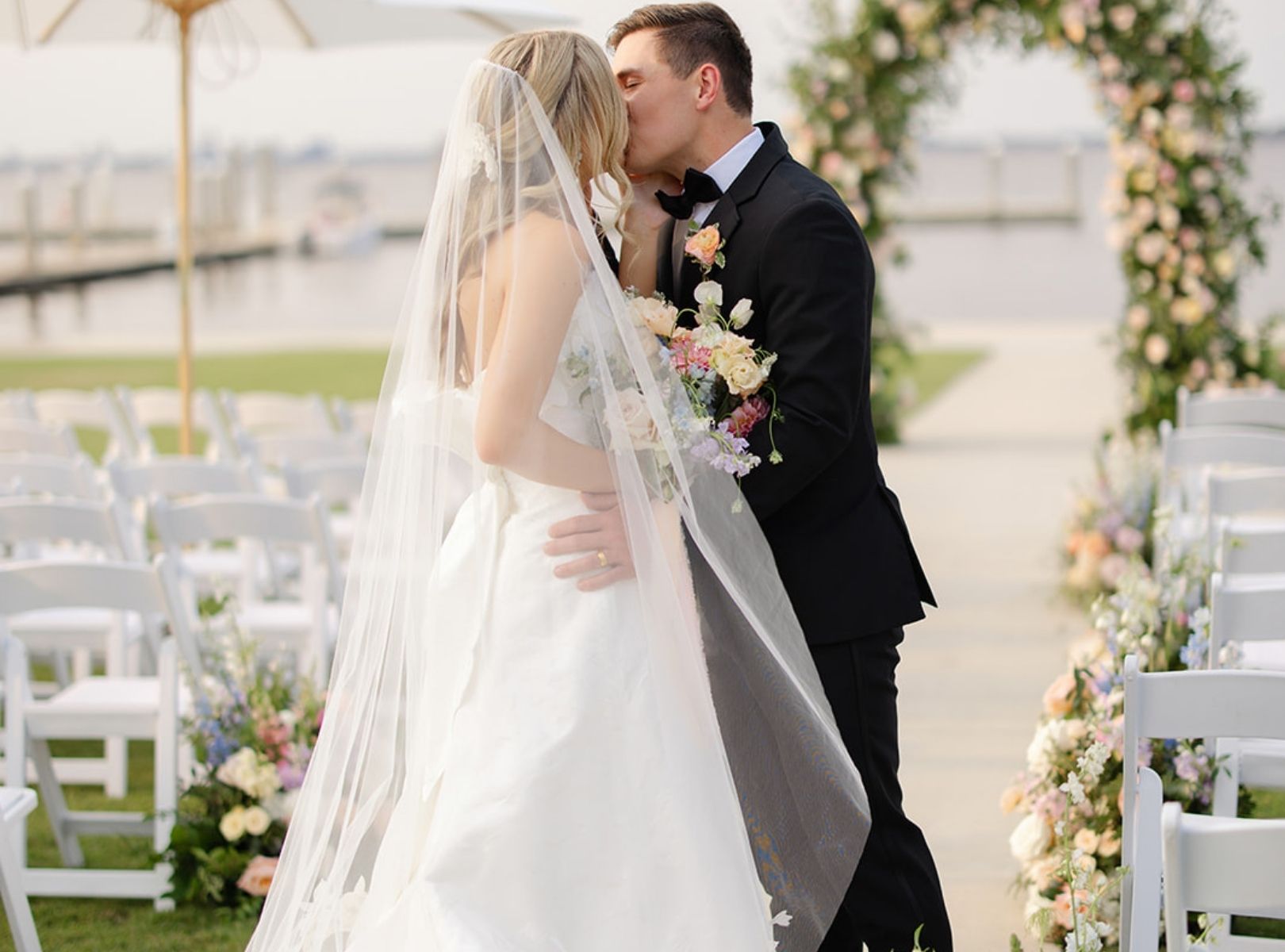 A Custom Anne Barge Wedding Dress Paired with Fleur Wedding Shoes