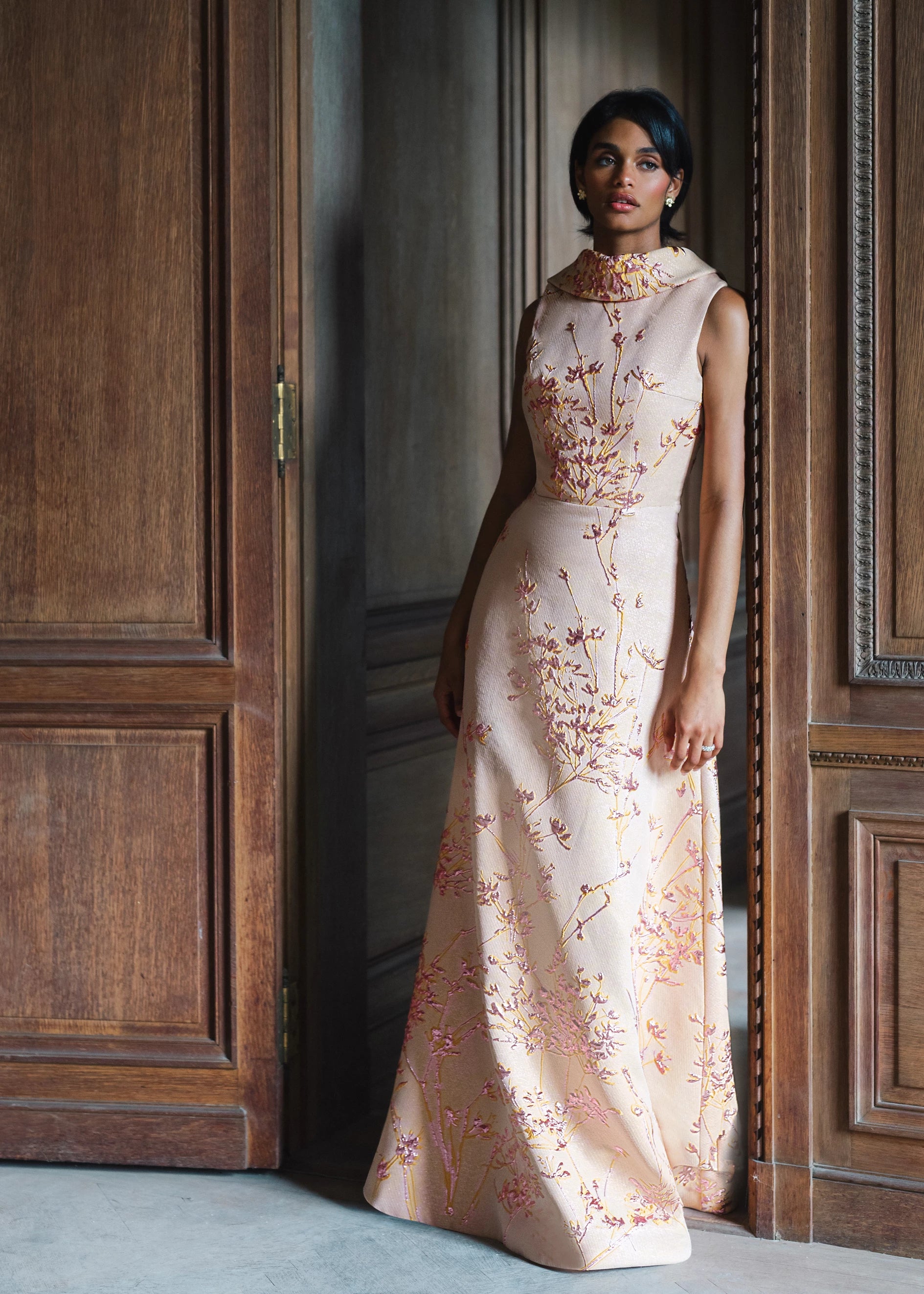 strapless open back dress Wyndmoor | Reverse Shawl Collar Black Label Gown