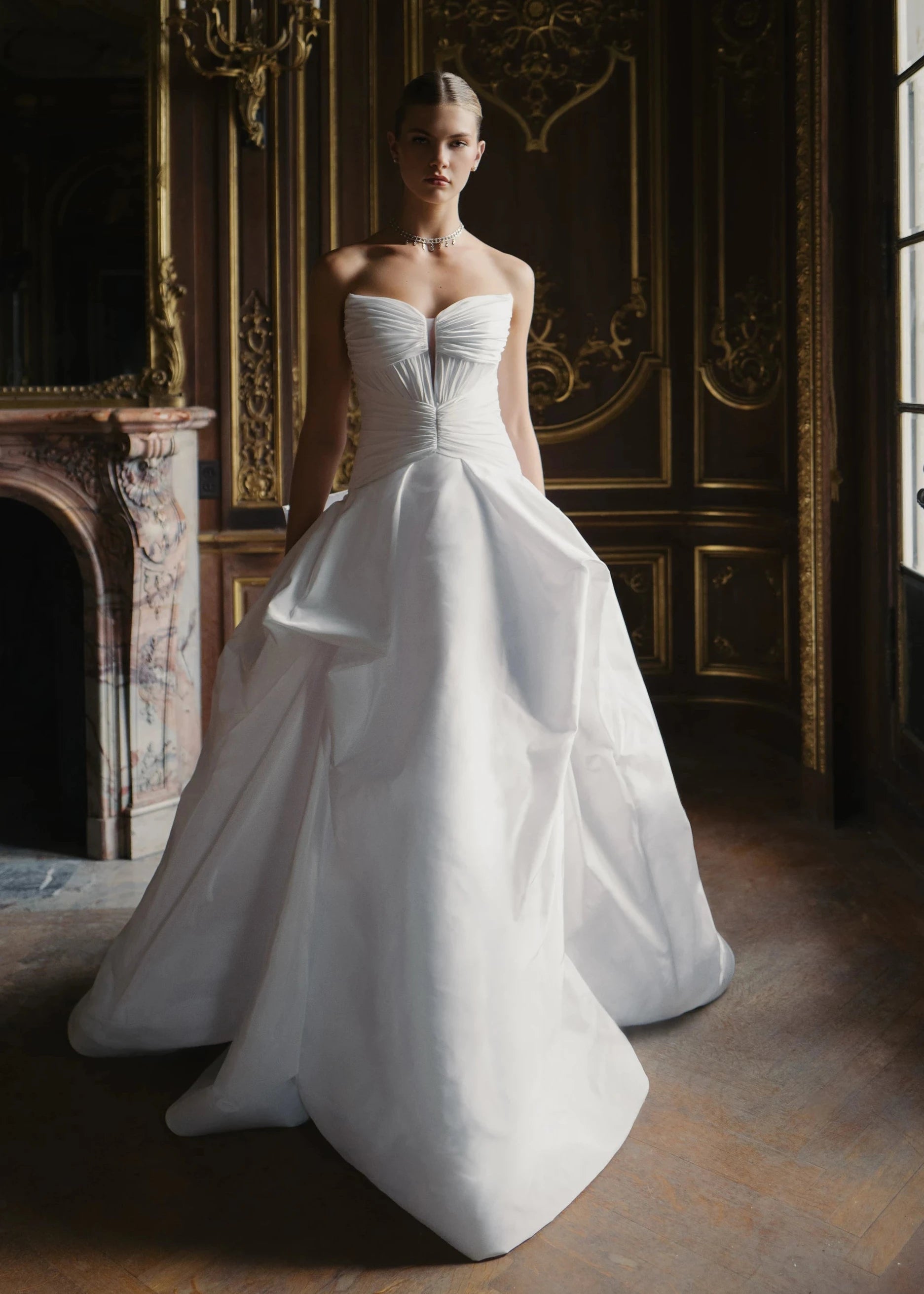 anne barge bridesmaid dresses Gilded Grace Wedding Dress | V-Neckline Bodice