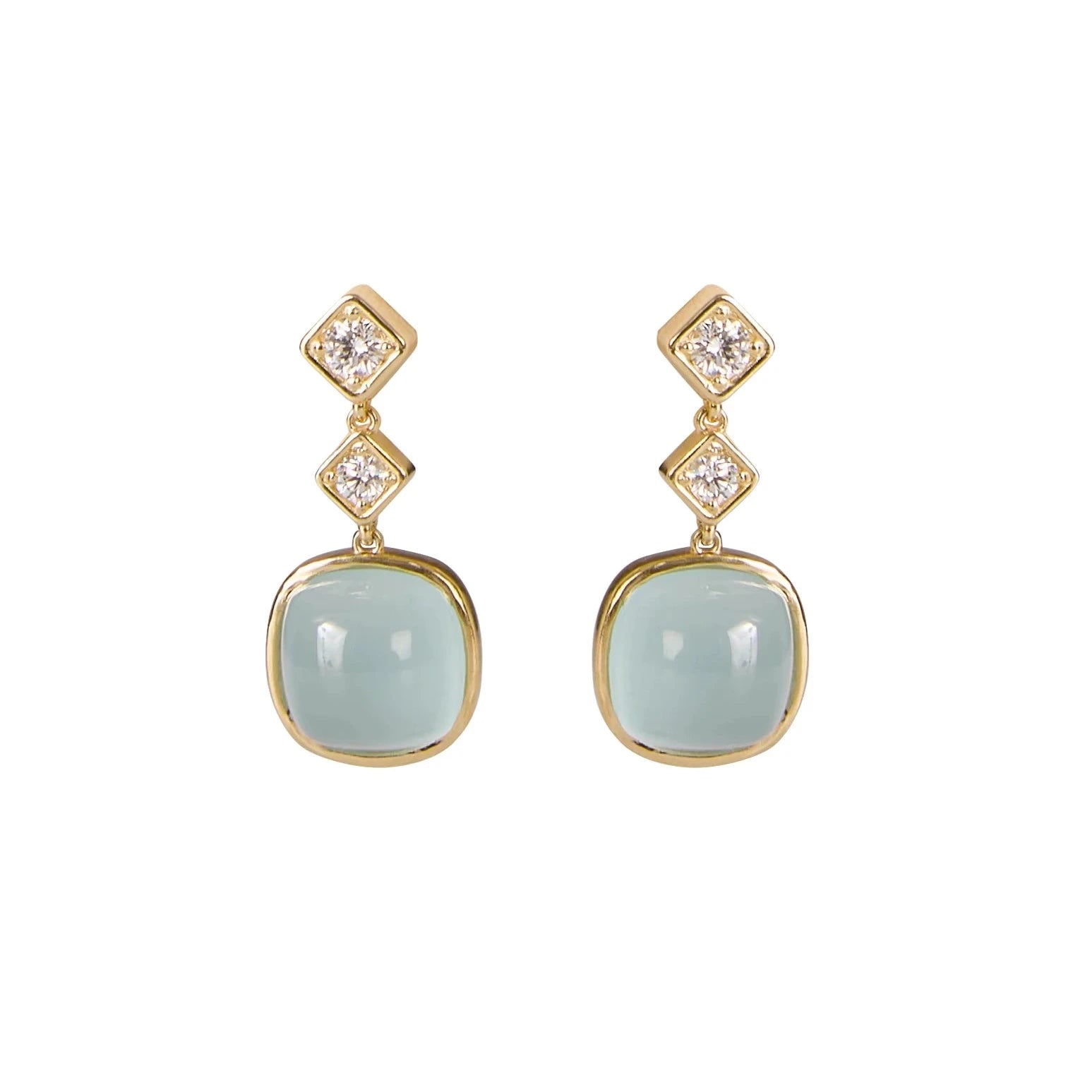 Diamond and Aquamarine Stone Drop Earrings