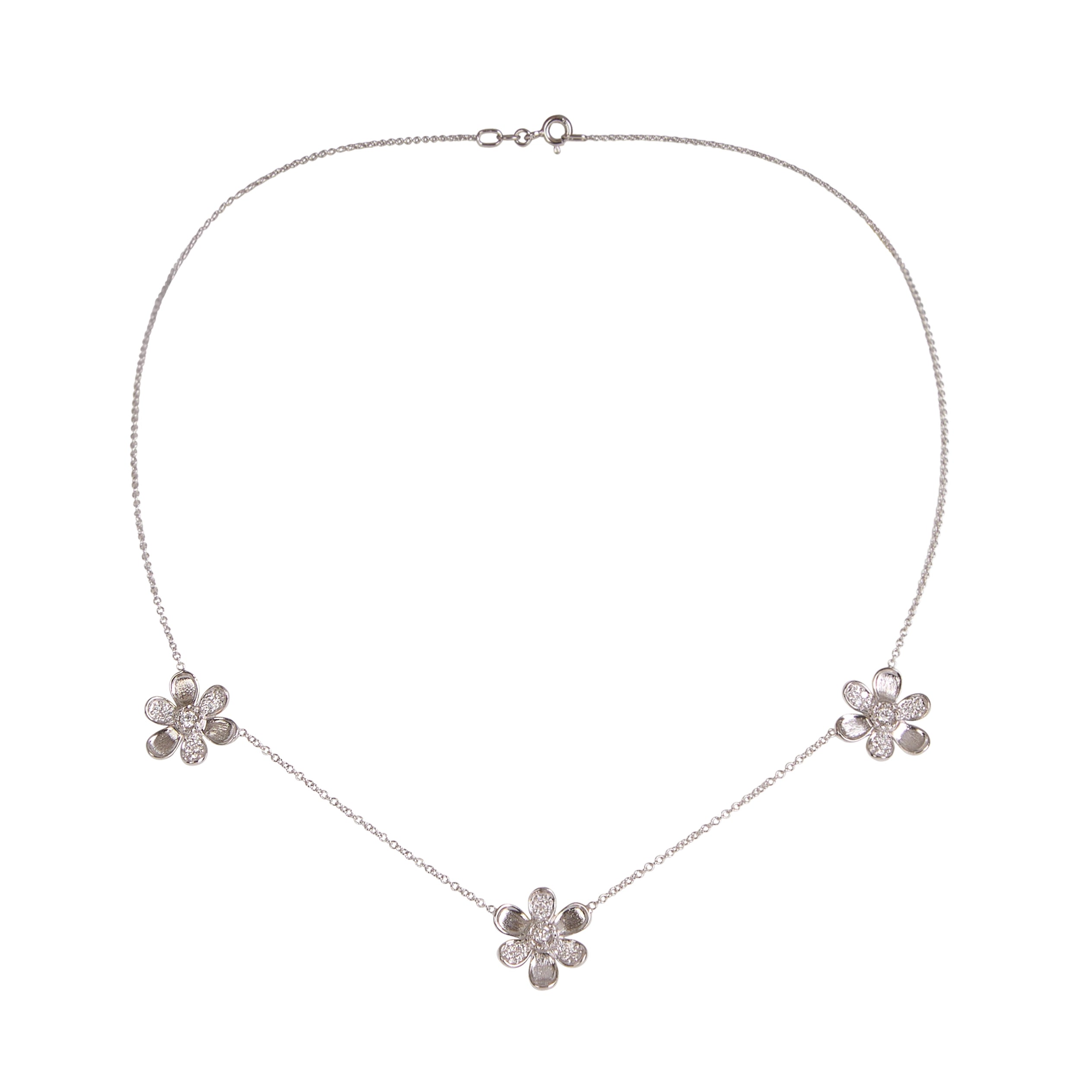 Triple Flower Diamond Necklace