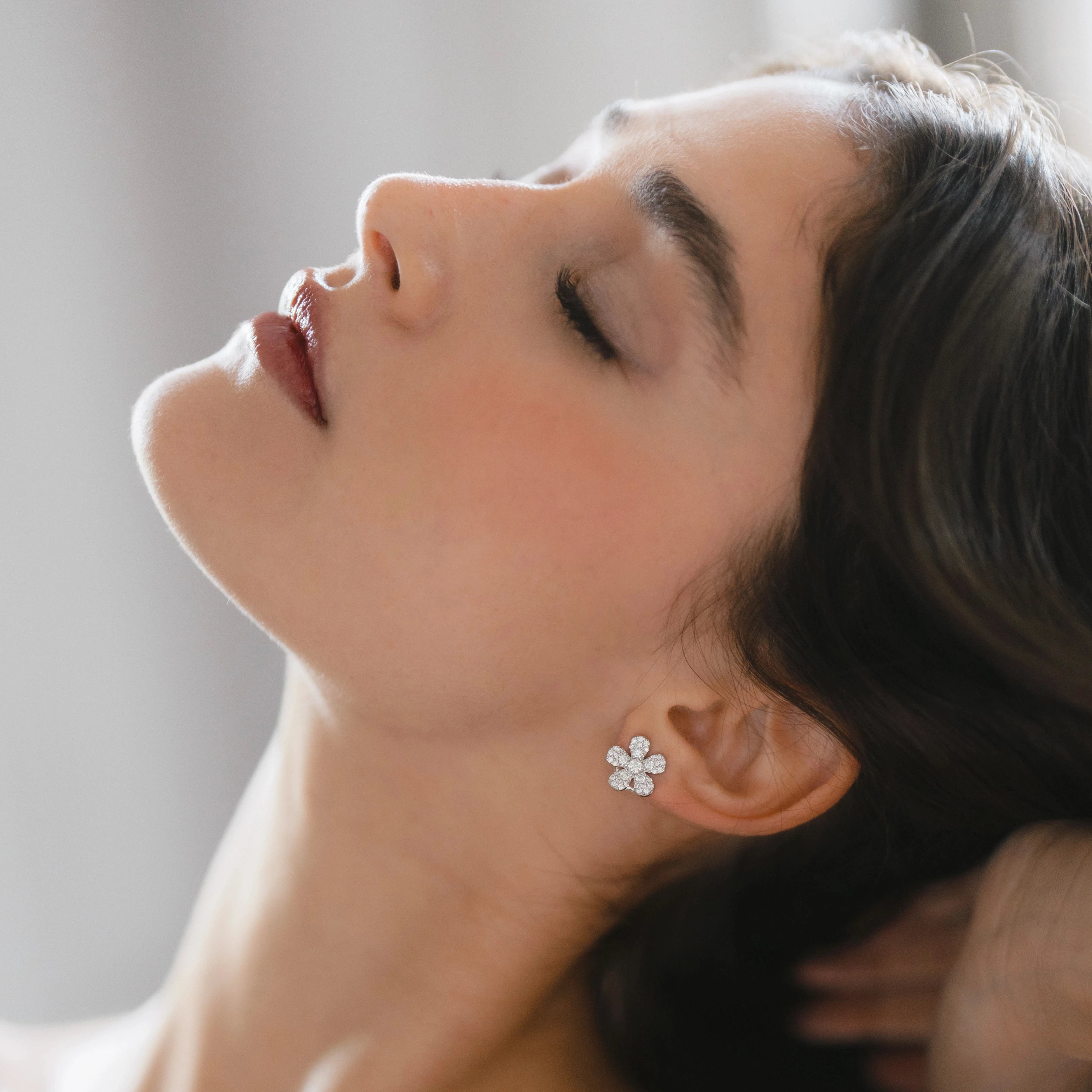 Pave Flower Stud Earrings
