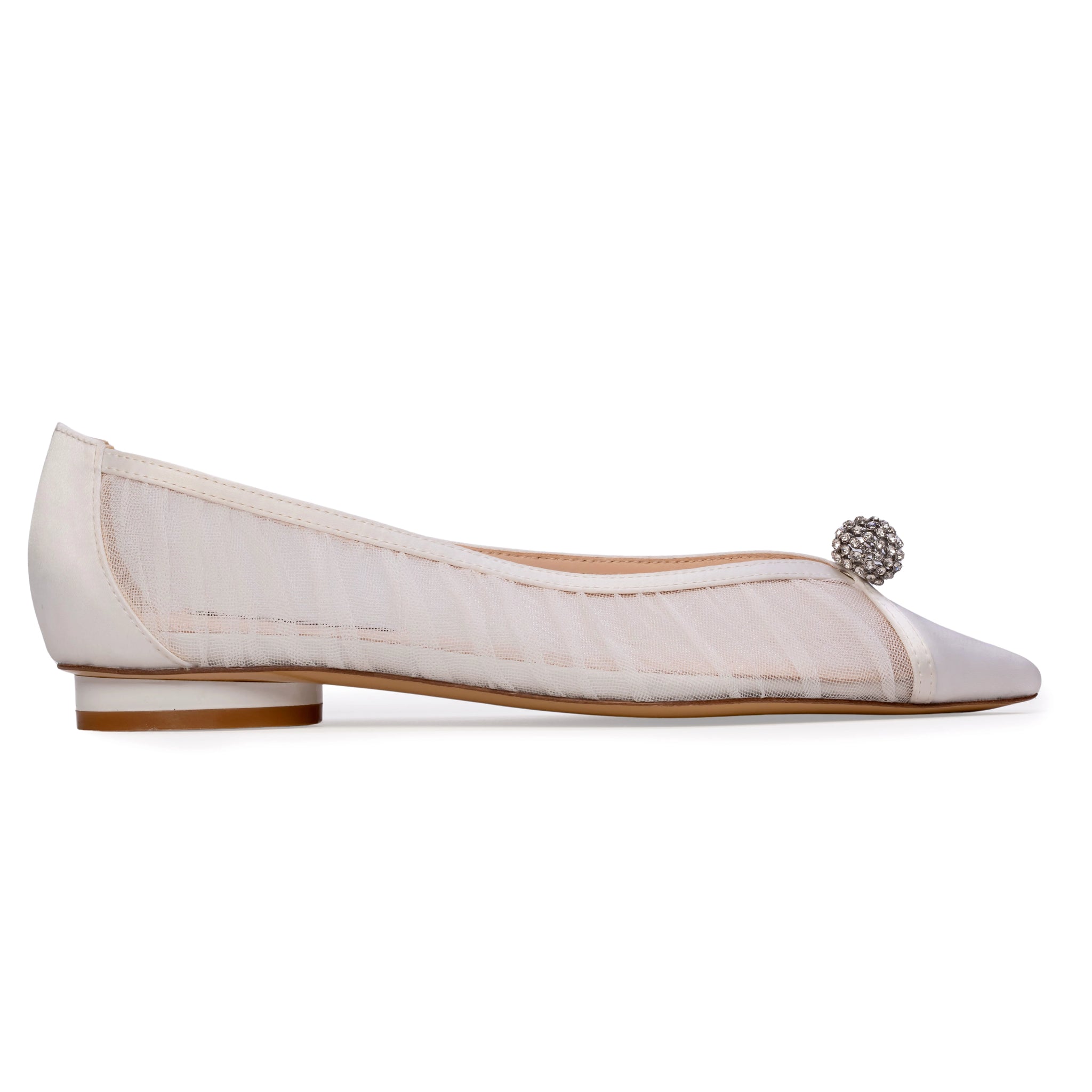 Anne Barge Sabine Flat in White Tulle at Nordstrom, Size 37.5