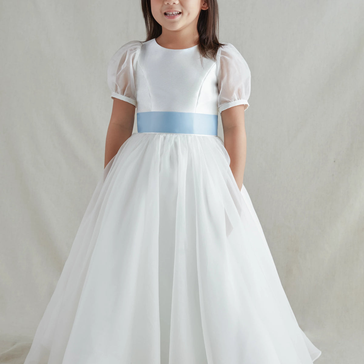 Oazifestiv White Flower Girl Dress With Navy Blue Sash Flower Girl Dress Long Sleeve Navy Tulle Oazifestiv White Flower Girl Dress With Navy Blue Sash Flower Girl Dress Long Sleeve Navy Tulle