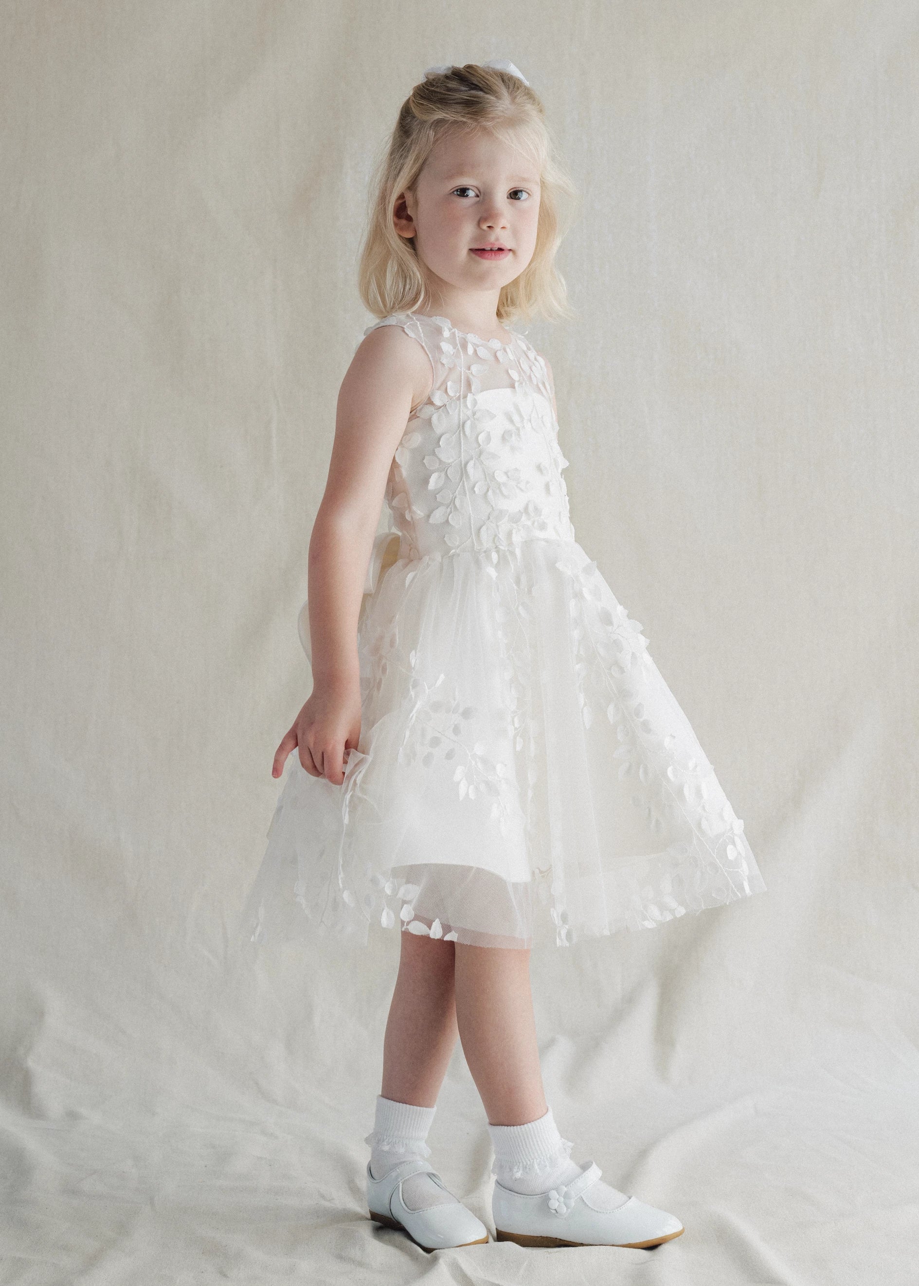 blue dress for baby girl Off White Tulle Square Neck Tiered A-Line Flower Girl Dresses, CF0004 5 / Custom Color(Leaving A note)