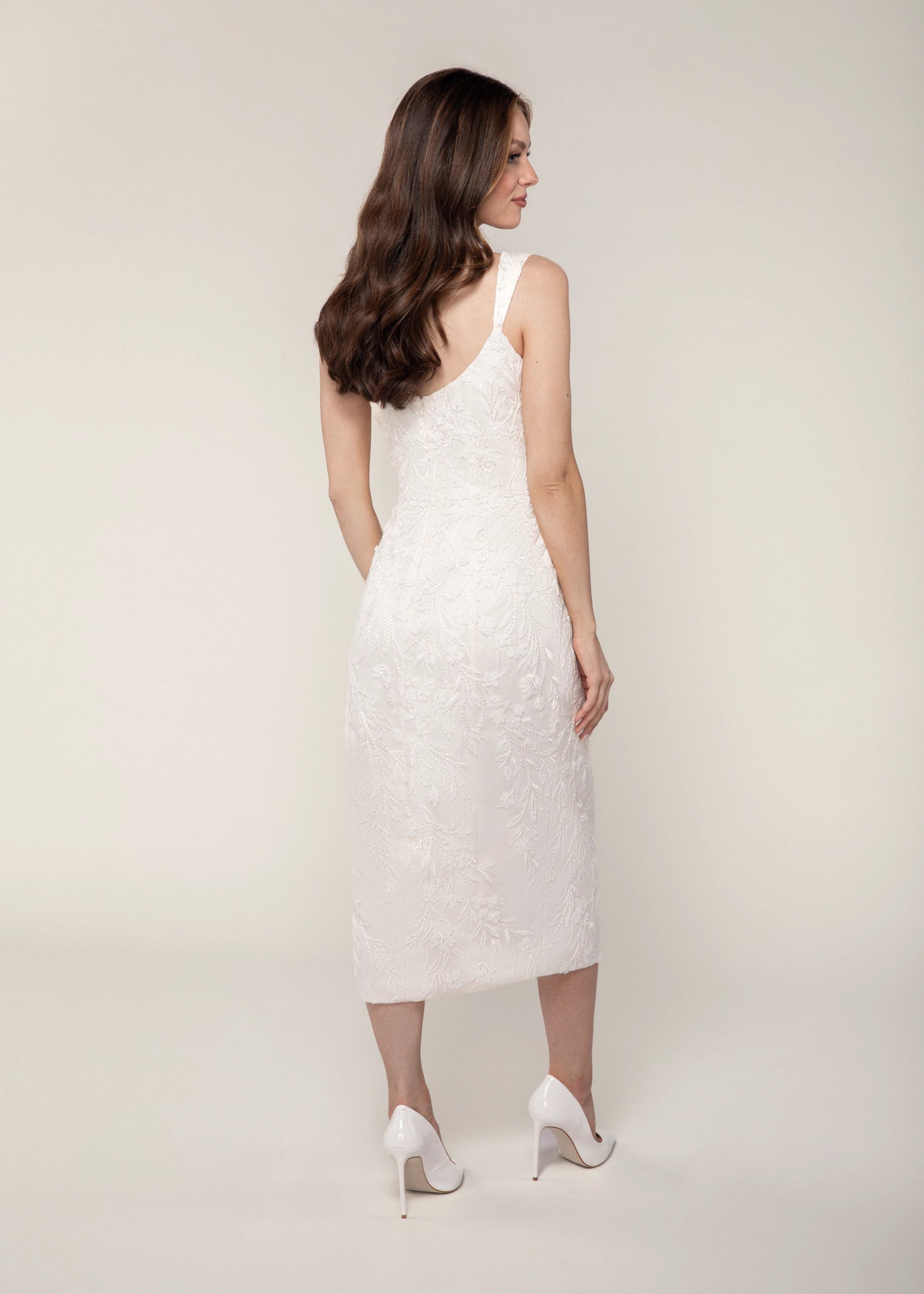 mini white dress with slit Magic Moment