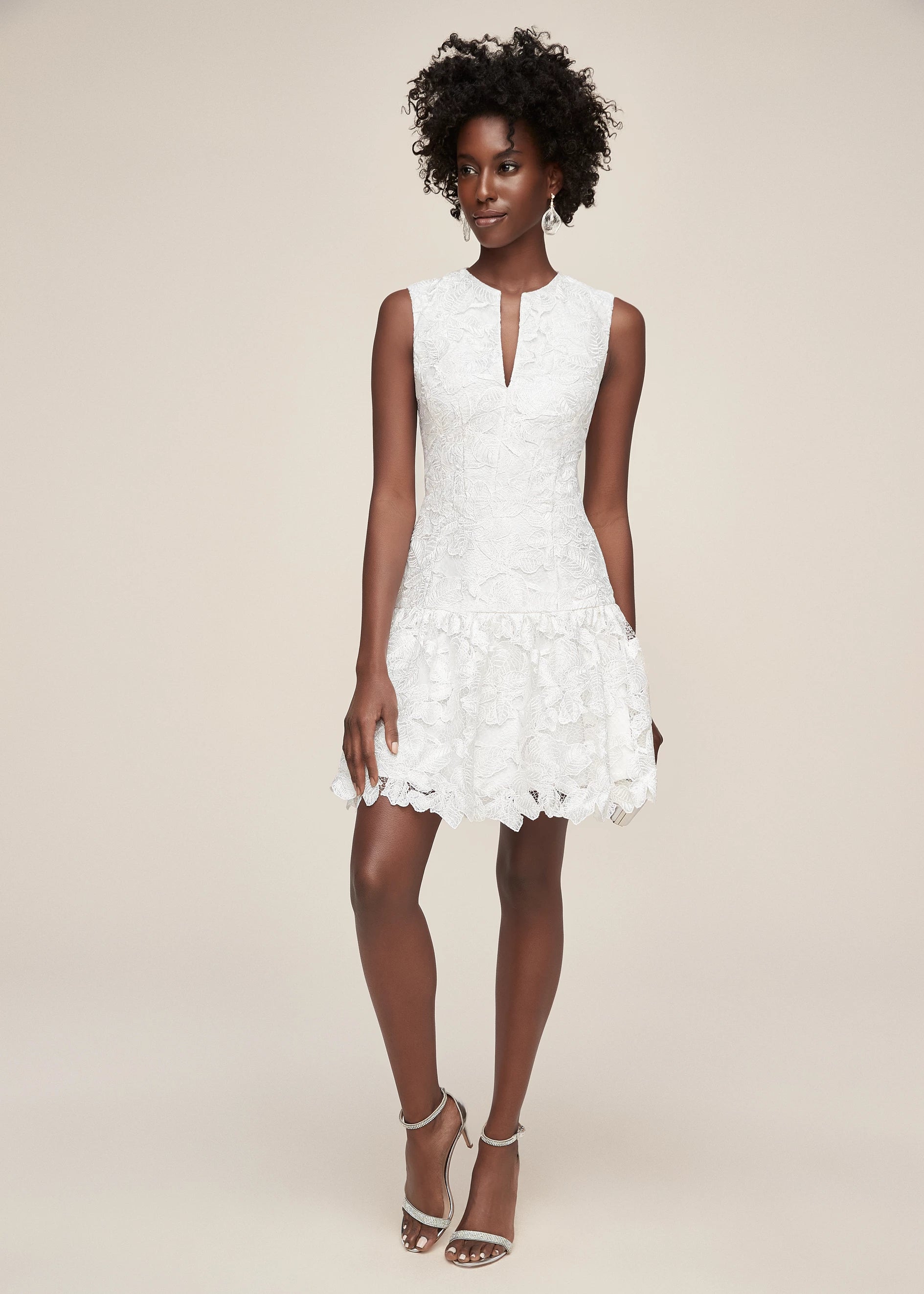 chinese dress ladies Sleeveless Short Lace Little White Dress for Homecoming Party –  loveangeldress main image 0