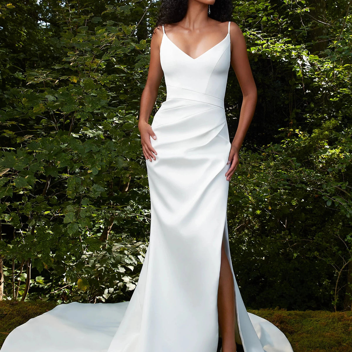 kiss bridesmaid dresses A-line Plunge Strap U Back Long Lavender Chiffon Bridesmaid Dress main image 1