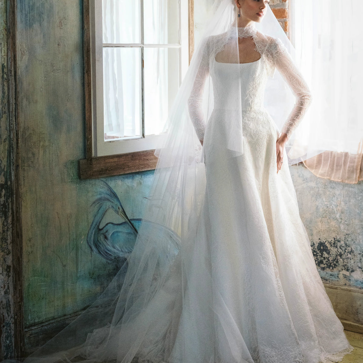 blue wedding dress with veil provencia main image 0