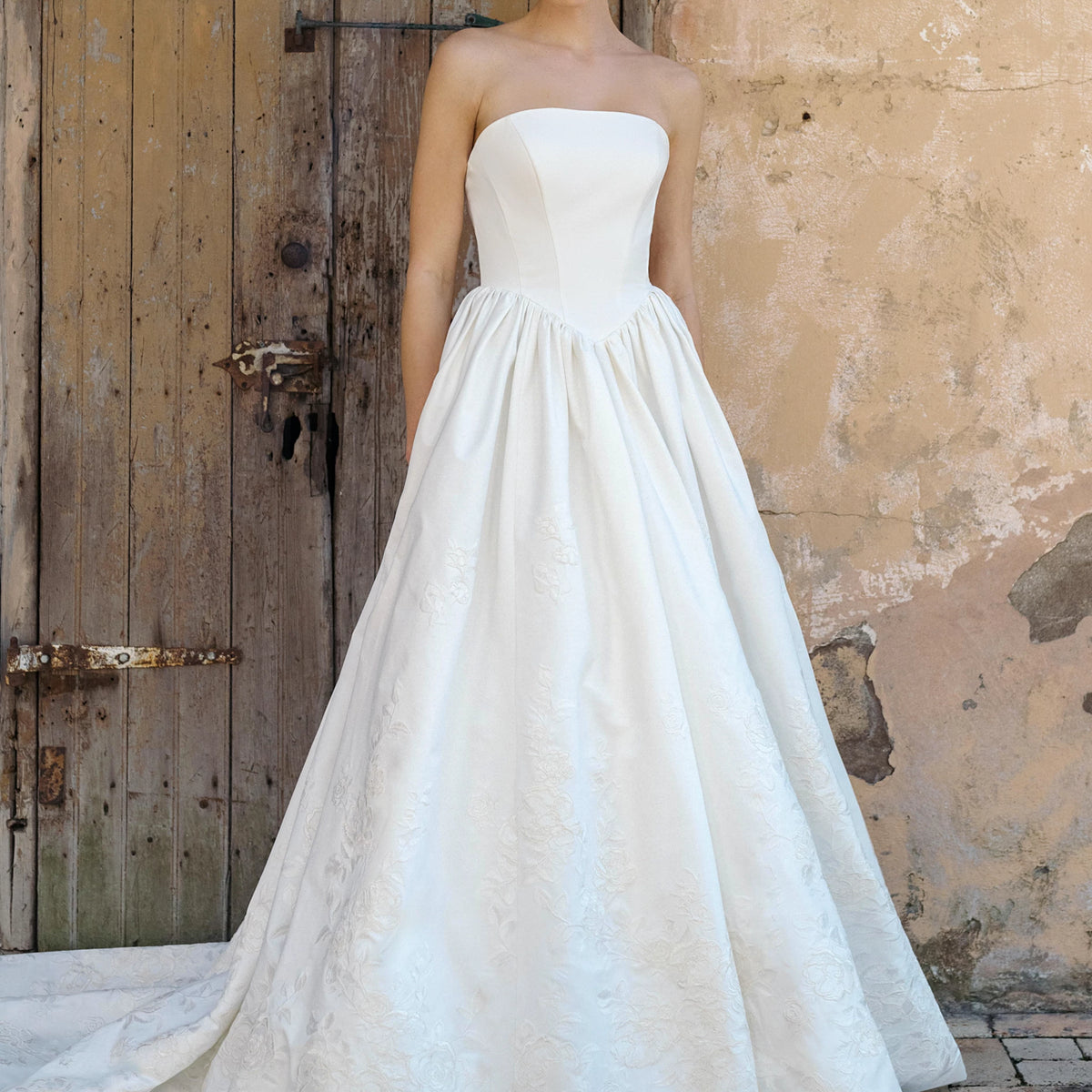 strapless open back dress St. Charles Wedding Dress | Blue Willow Collection