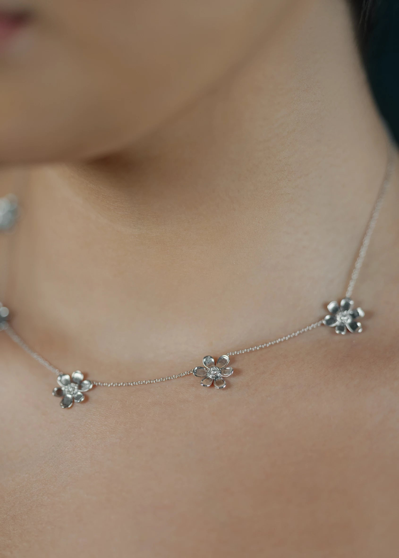 Five Flower Diamond Necklace