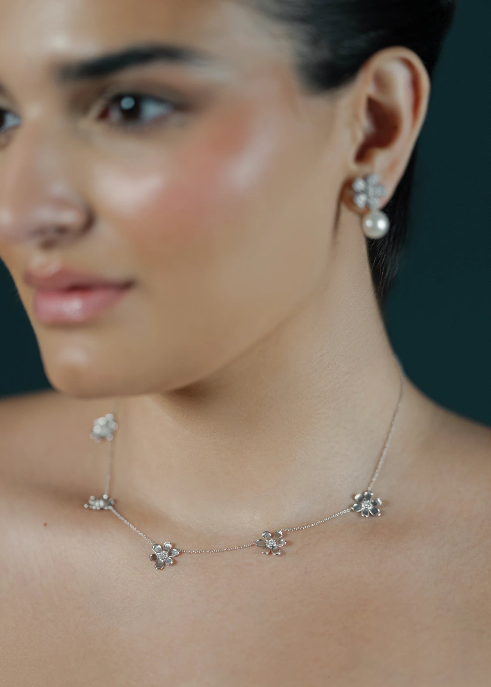 Five Flower Diamond Necklace