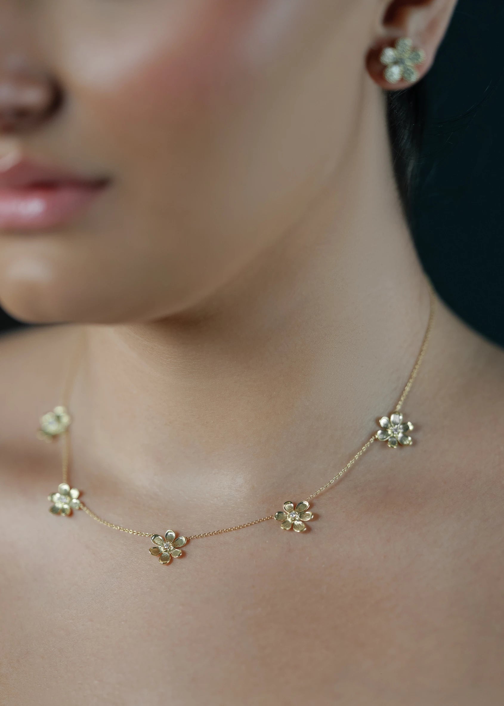 Five Flower Diamond Necklace