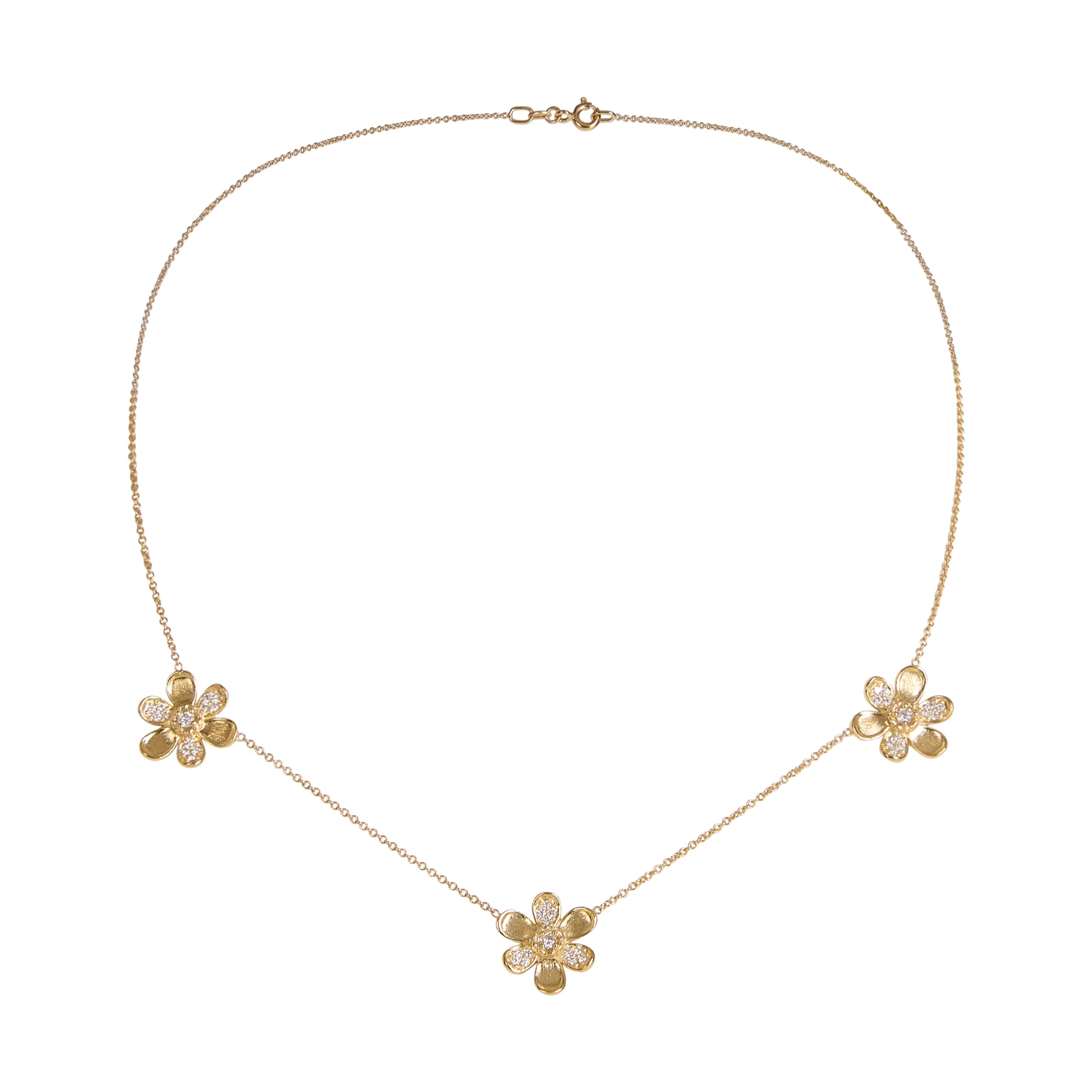 Triple Flower Diamond Necklace