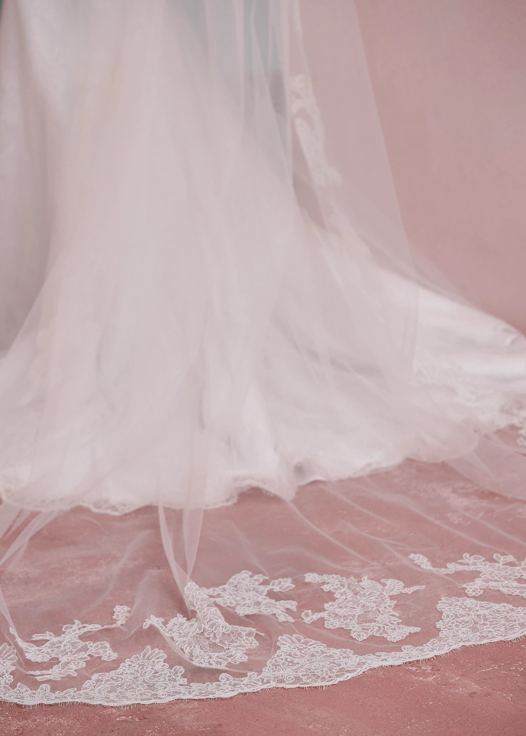 The Lucienne Veil is a catherdral length veil edged with Corded Lace.
