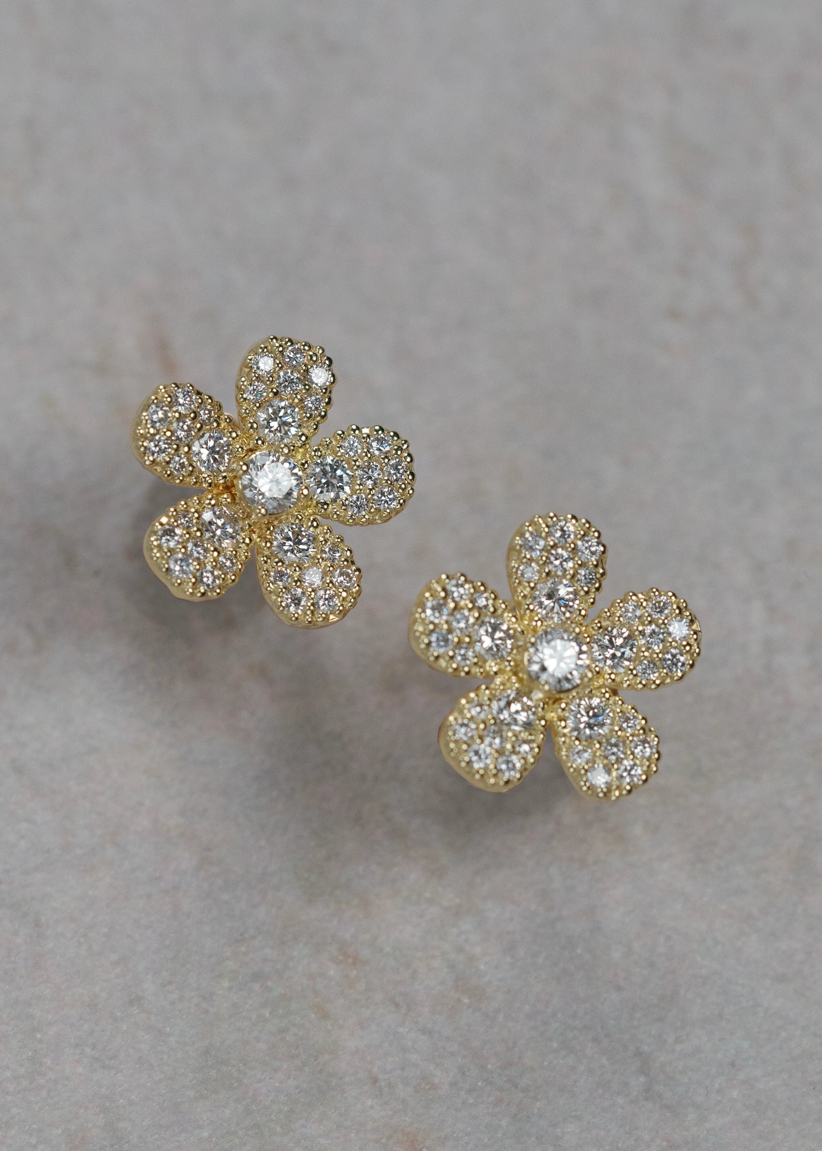 Pave Flower Stud Earrings