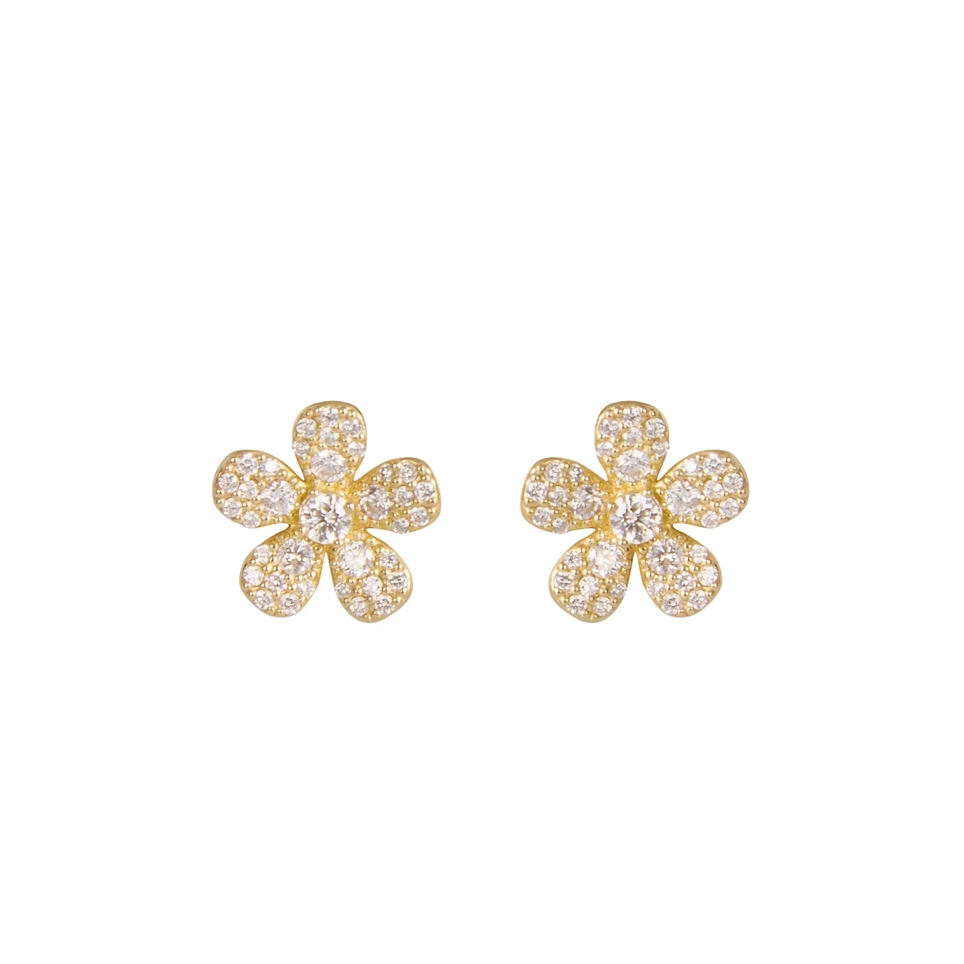Pave Flower Stud Earrings