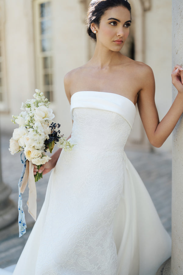 Spaghetti Strap V-neckline Sheath Wedding Dress With Slit | Kleinfeld Bridal