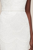 Beaded white dress with embroidered lace perfect for bridal shower